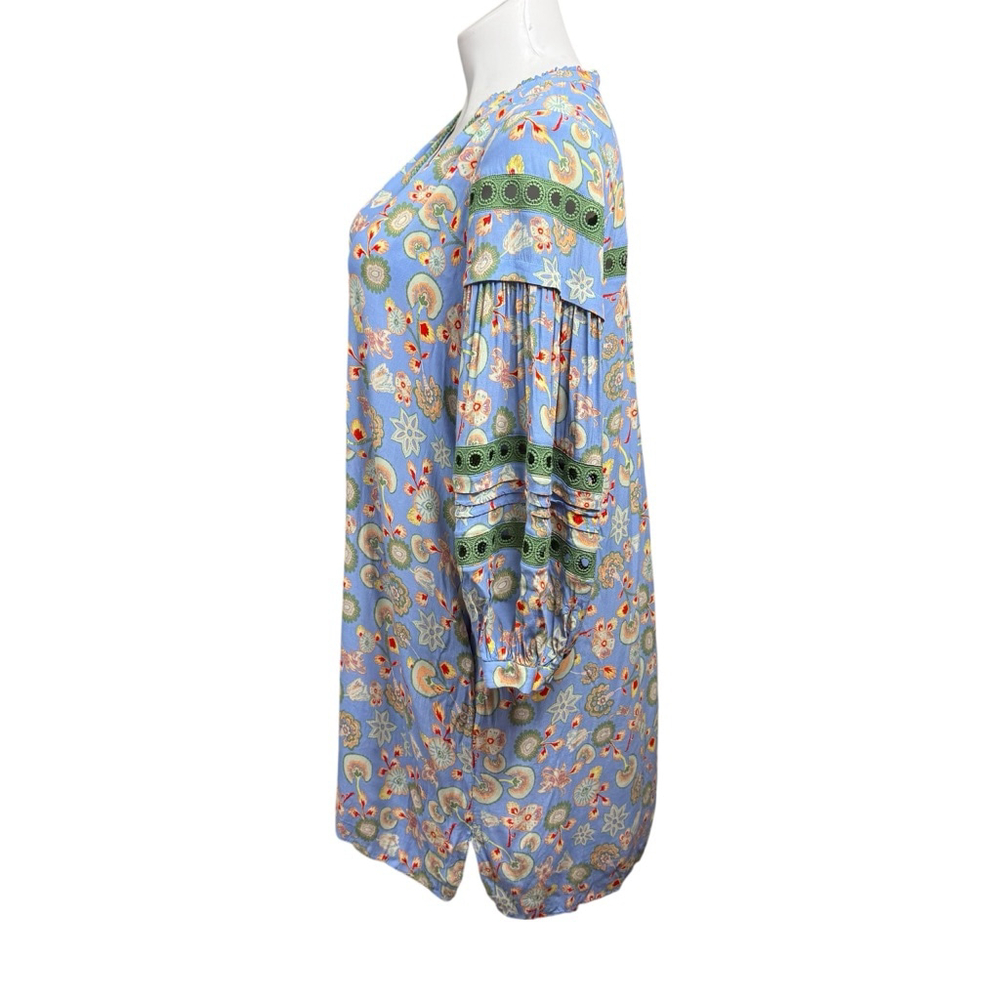 Diane Von Furstenberg Blue Floral Boho Tunic Dress XL - Picture 8 of 10